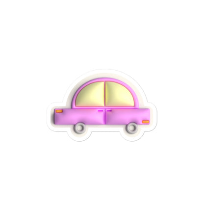 Pink car in yellow, Kiss-Cut Sticker