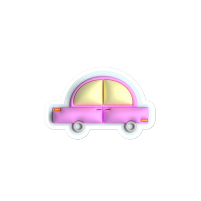 Pink car in blue, Kiss-Cut Sticker