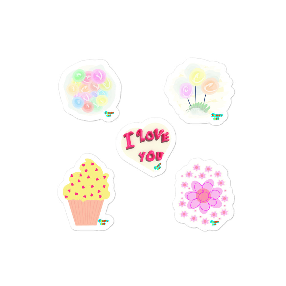 Kiss-Cut Stickers Group Designs 6: love and flowers