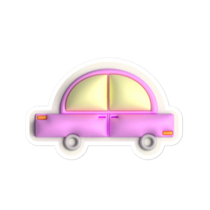 Pink car in yellow, Kiss-Cut Sticker