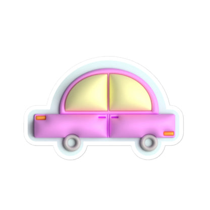 Pink car in blue, Kiss-Cut Sticker