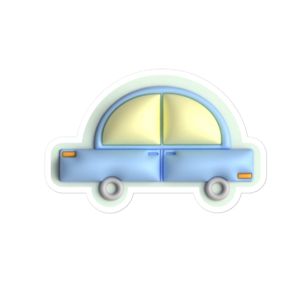 Blue car in green, Kiss-Cut Sticker