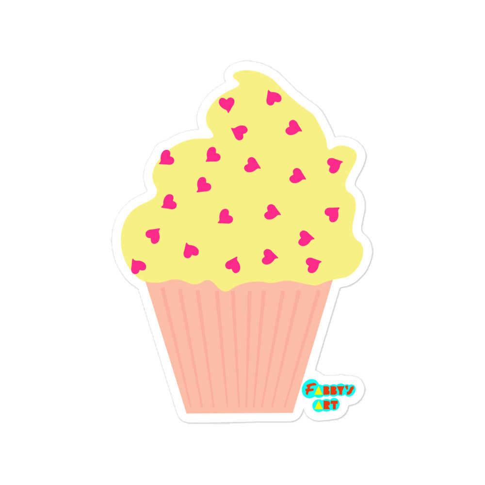 Yellow cupcake, Kiss-Cut Sticker