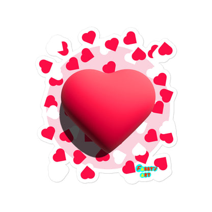 Valentines heart 3D, Kiss-Cut Sticker