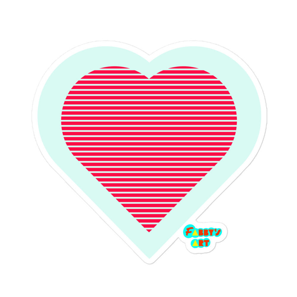 Red heart stripes, Kiss-Cut Sticker