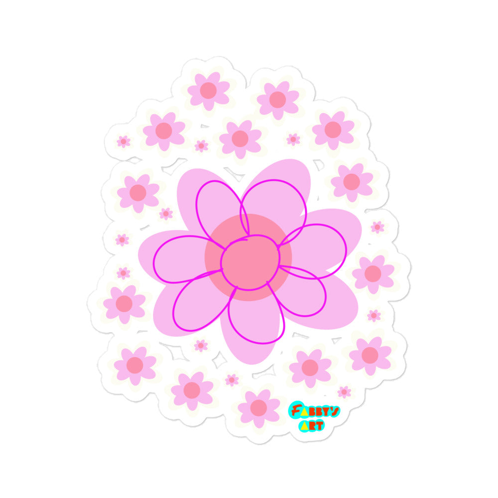 Pink Flower, Kiss-Cut Sticker