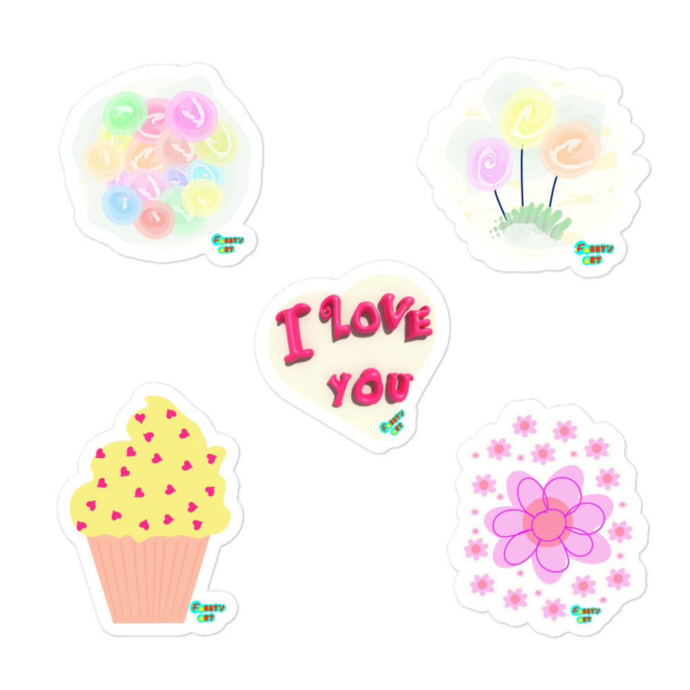 Kiss-Cut Stickers Group Designs 6: love and flowers