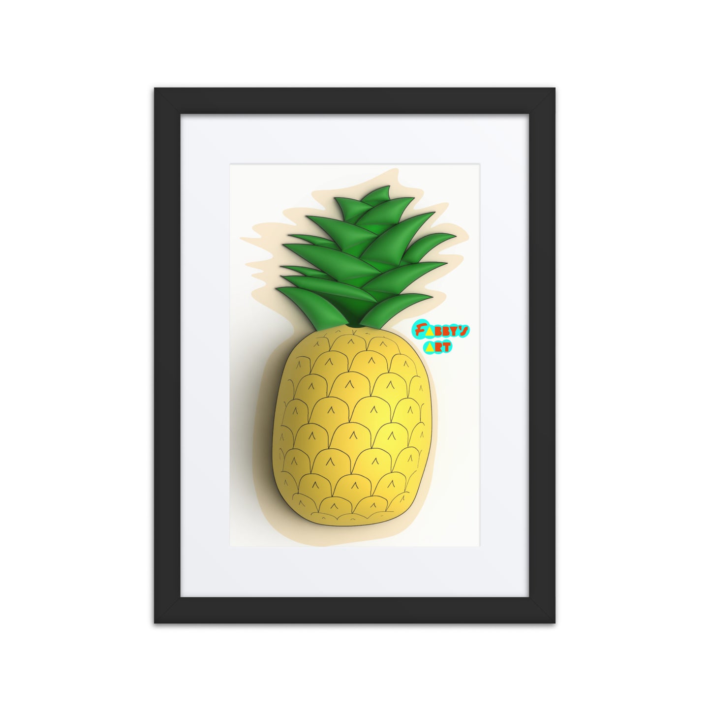 Pineapple 3D, Framed poster with Mat