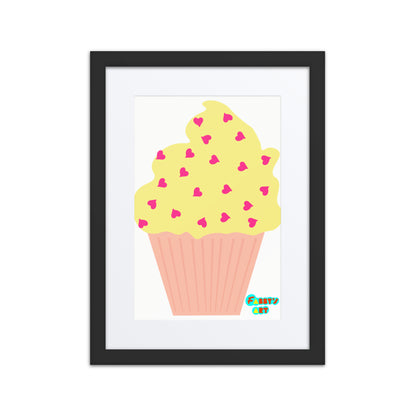 Yellow cupcake, Framed poster with Mat