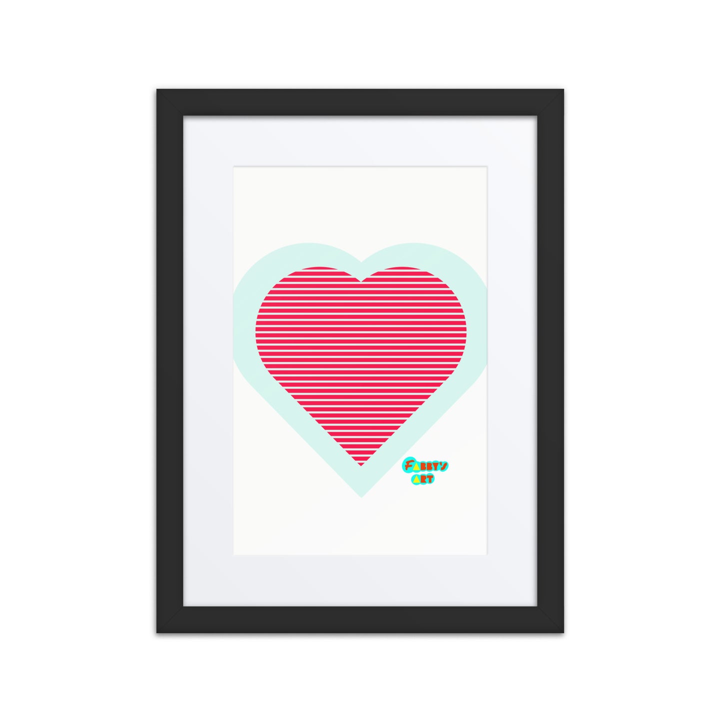 Red heart stripes, Framed poster with Mat