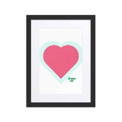 Red heart stripes, Framed poster with Mat