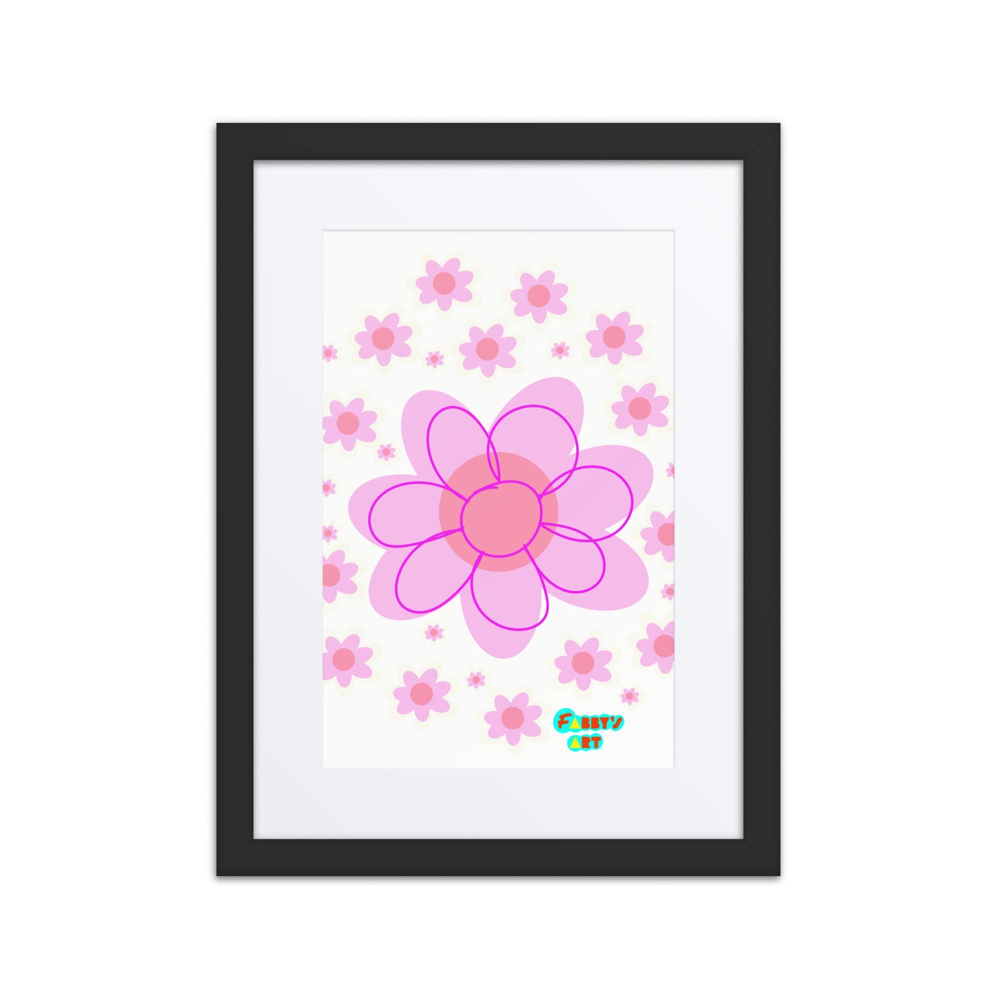 Pink Flower, Framed poster with Mat