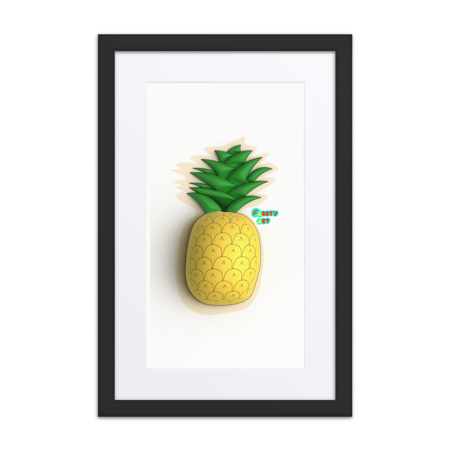 Pineapple 3D, Framed poster with Mat