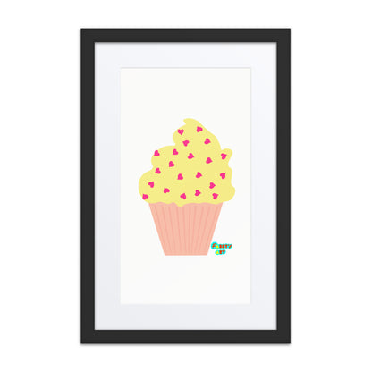 Yellow cupcake, Framed poster with Mat