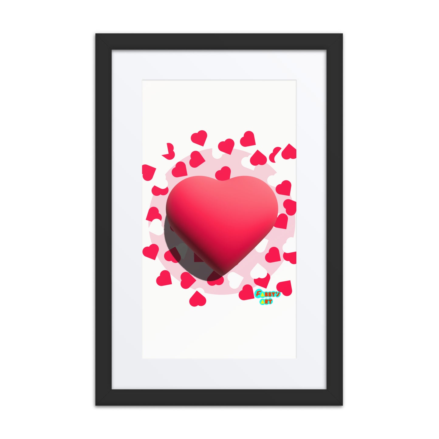 Valentines heart 3D, Framed poster with Mat