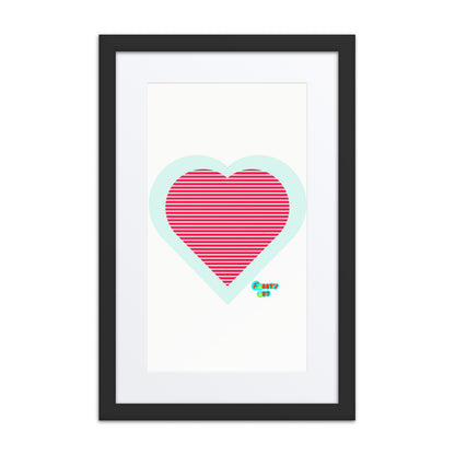 Red heart stripes, Framed poster with Mat