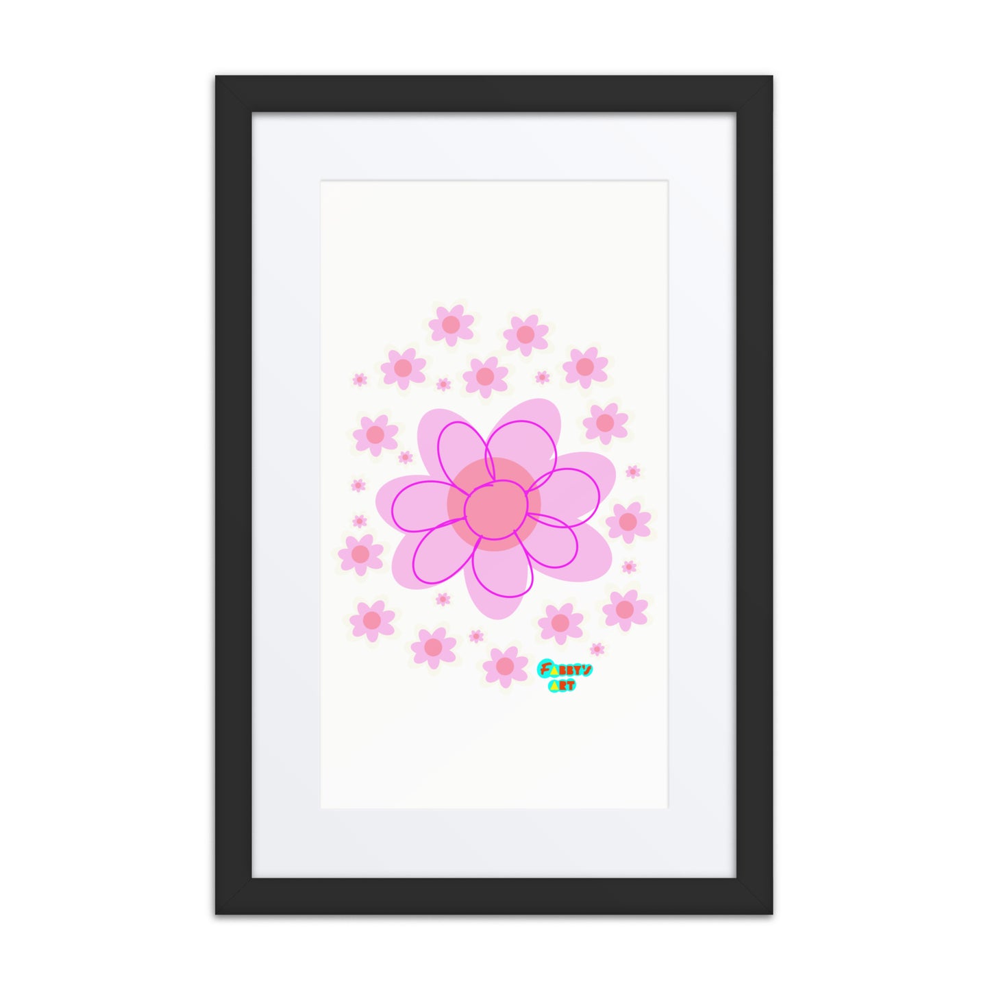 Pink Flower, Framed poster with Mat