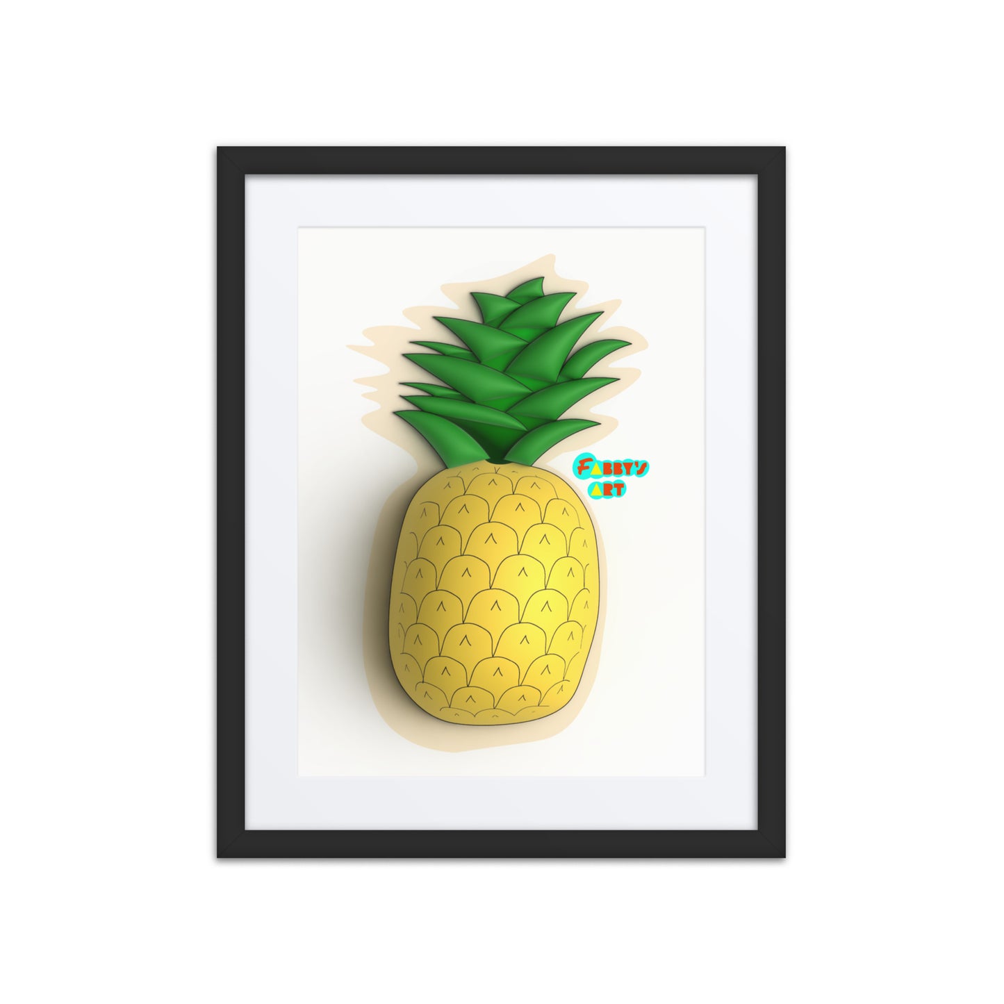 Pineapple 3D, Framed poster with Mat