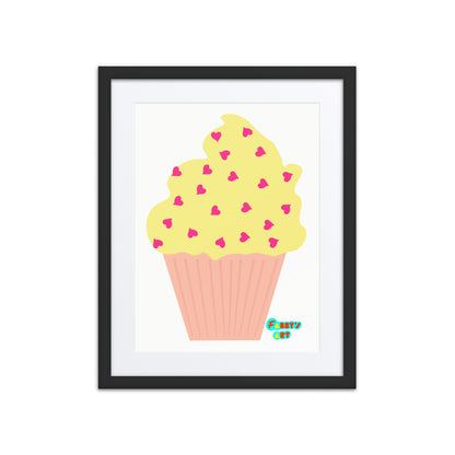 Yellow cupcake, Framed poster with Mat