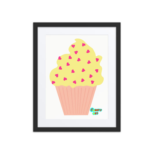 Yellow cupcake, Framed poster with Mat