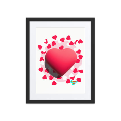 Valentines heart 3D, Framed poster with Mat