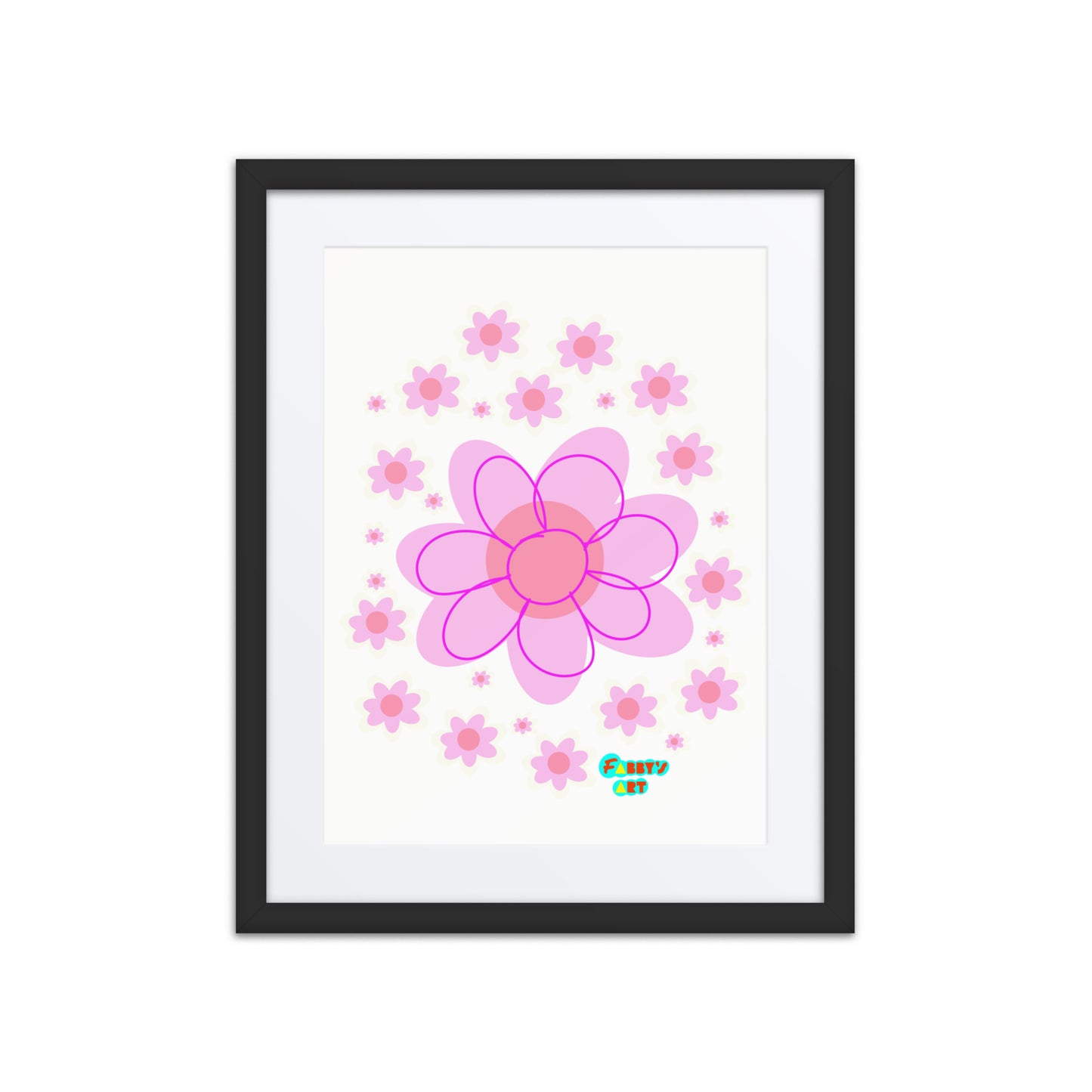 Pink Flower, Framed poster with Mat