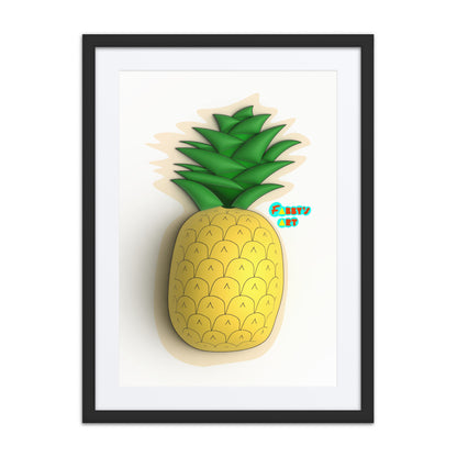 Pineapple 3D, Framed poster with Mat