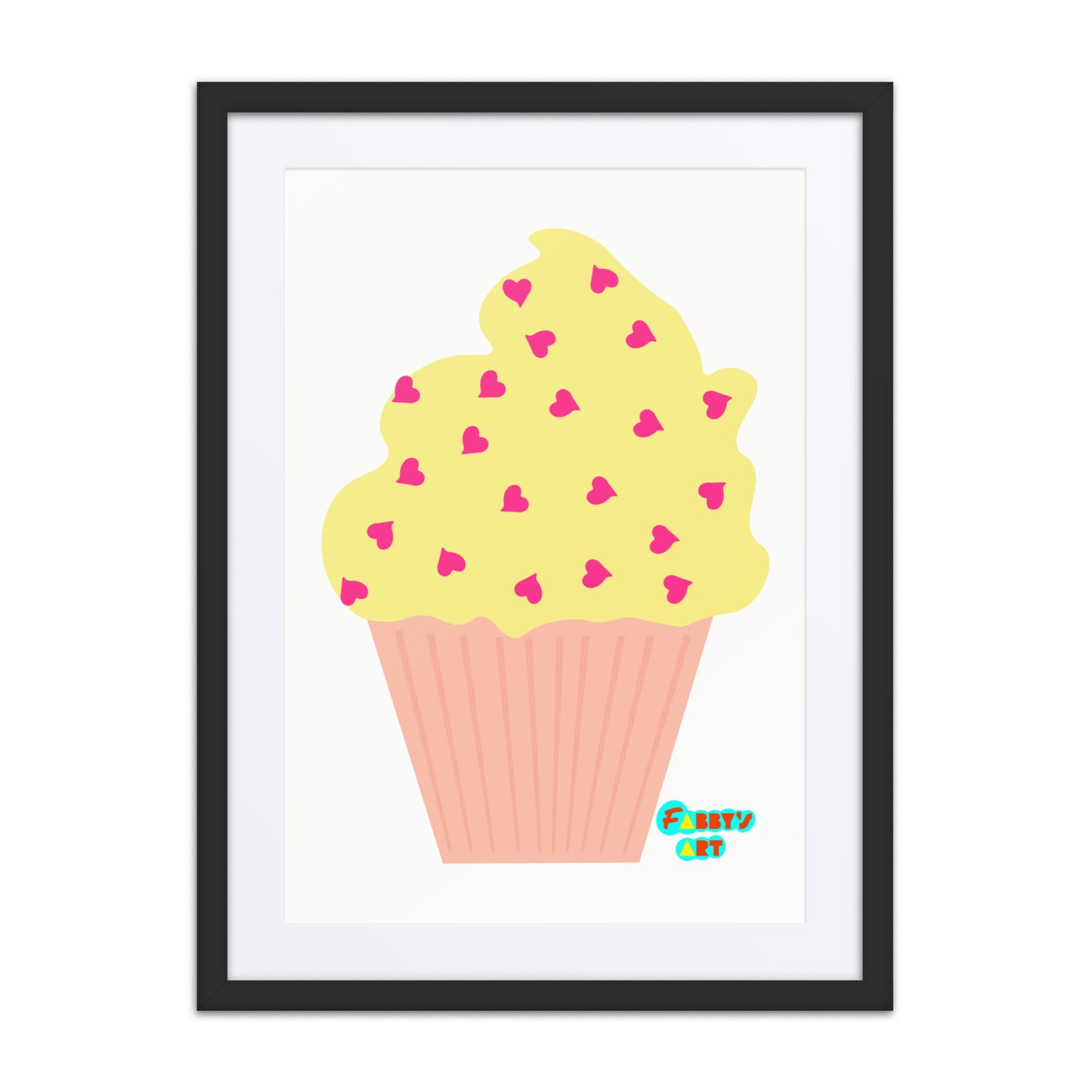 Yellow cupcake, Framed poster with Mat