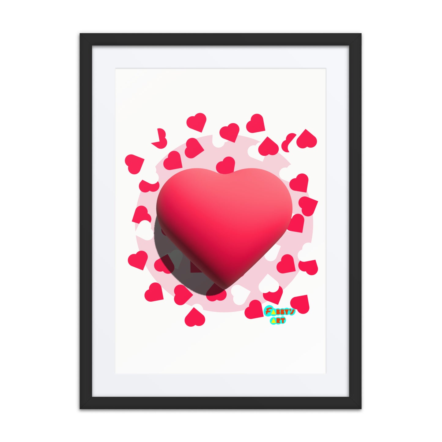 Valentines heart 3D, Framed poster with Mat