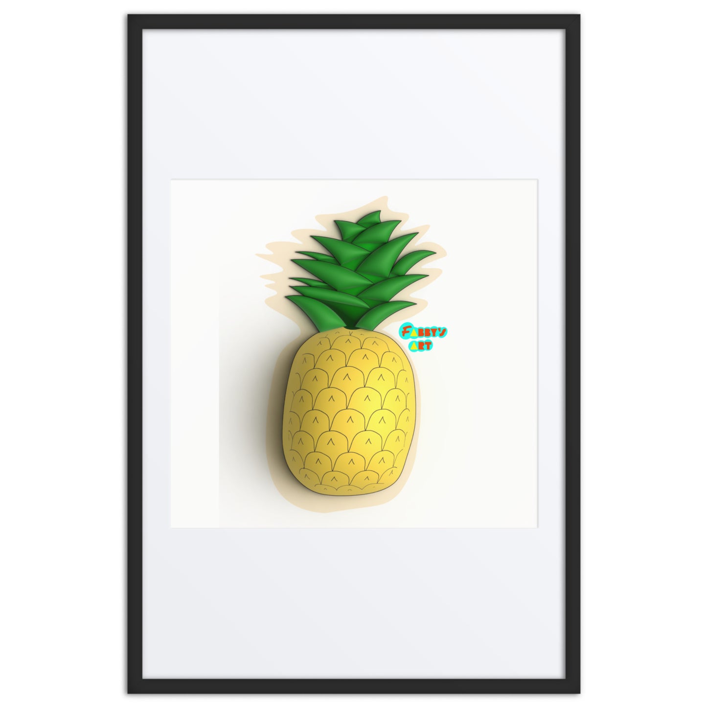 Pineapple 3D, Framed poster with Mat