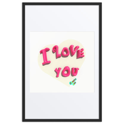 I love you heart, Framed poster with Mat