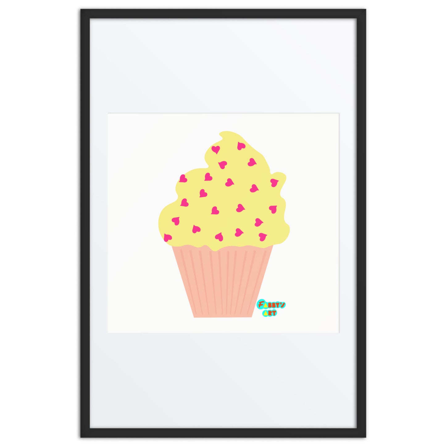 Yellow cupcake, Framed poster with Mat