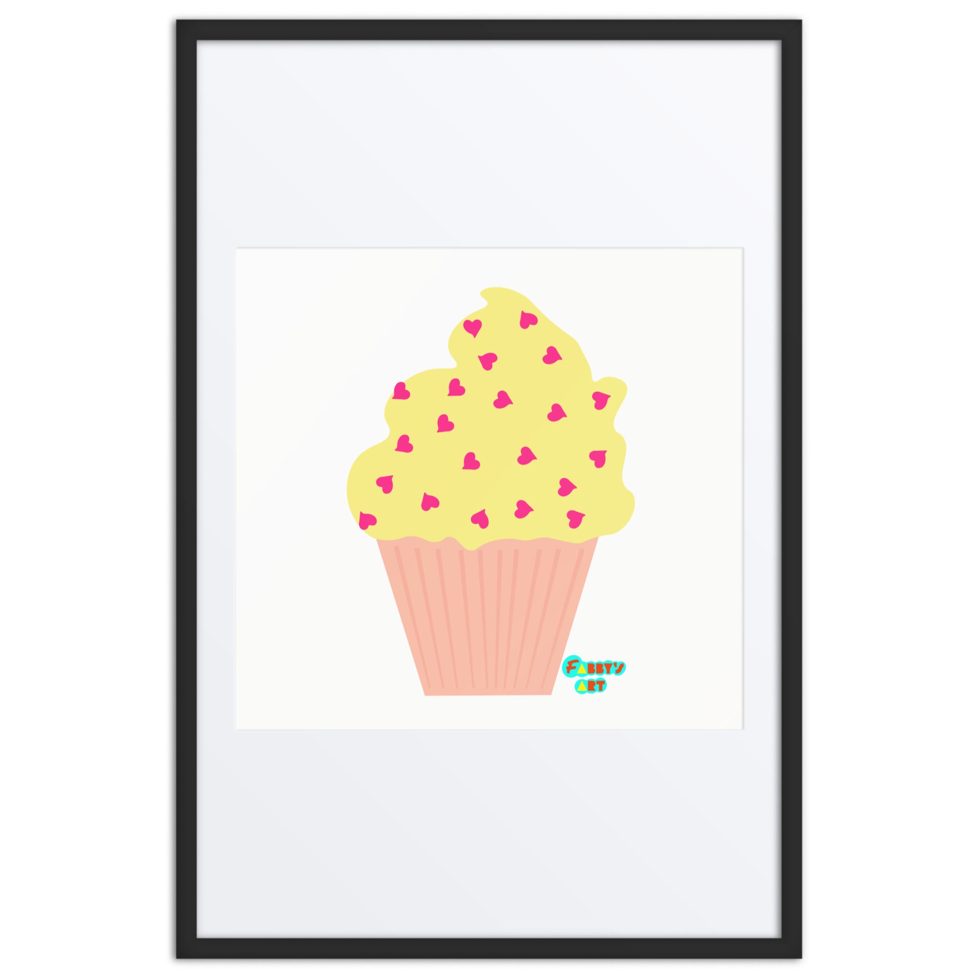 Yellow cupcake, Framed poster with Mat