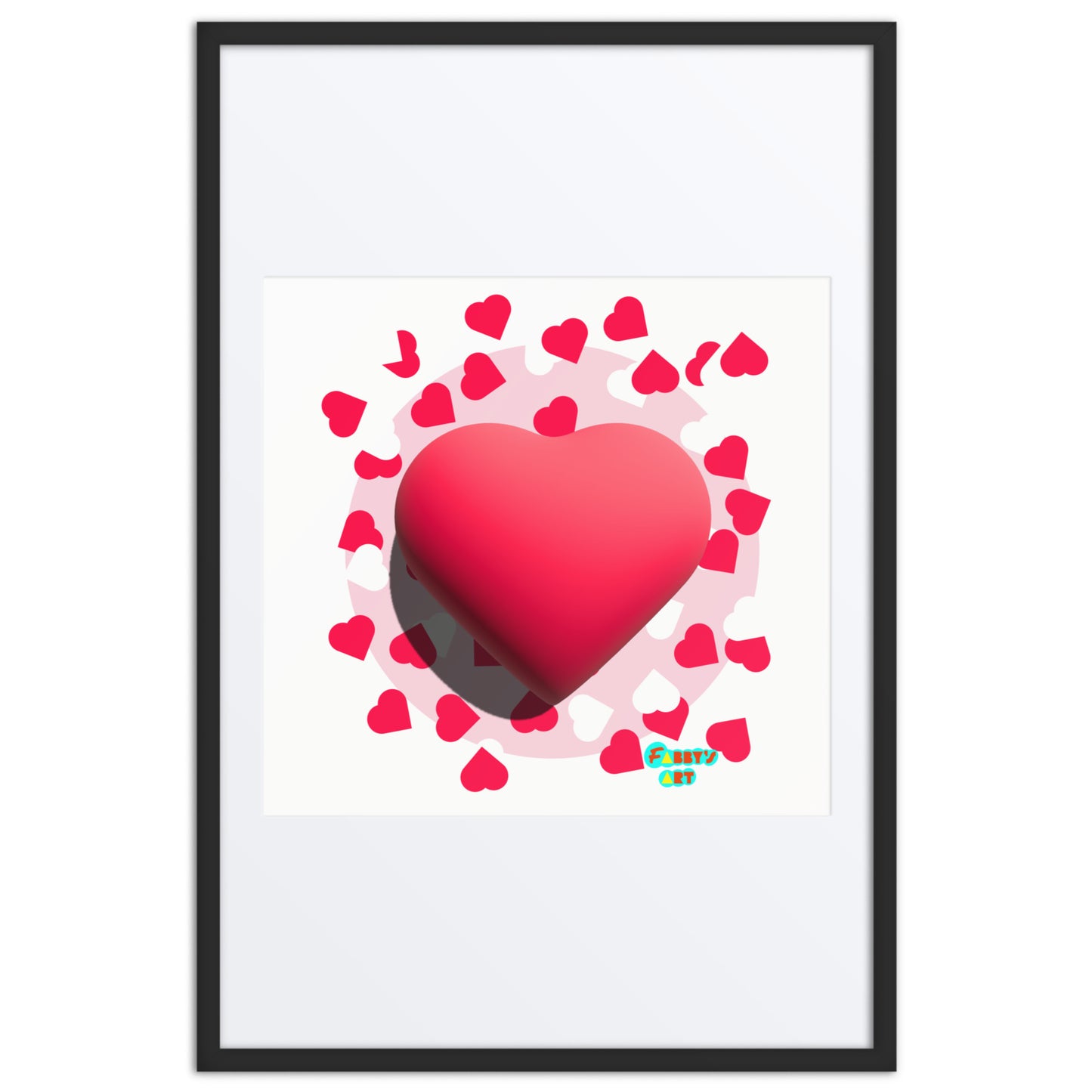 Valentines heart 3D, Framed poster with Mat