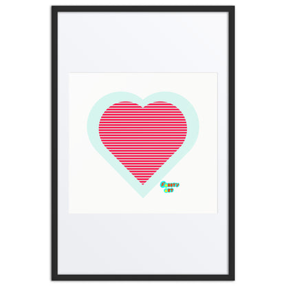 Red heart stripes, Framed poster with Mat