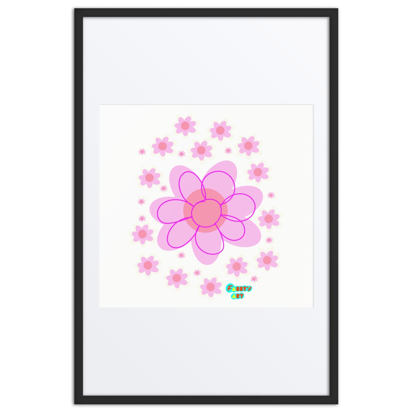 Pink Flower, Framed poster with Mat