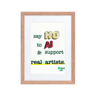 Say no to AI, Framed poster with Mat