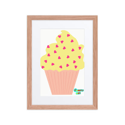 Yellow cupcake, Framed poster with Mat