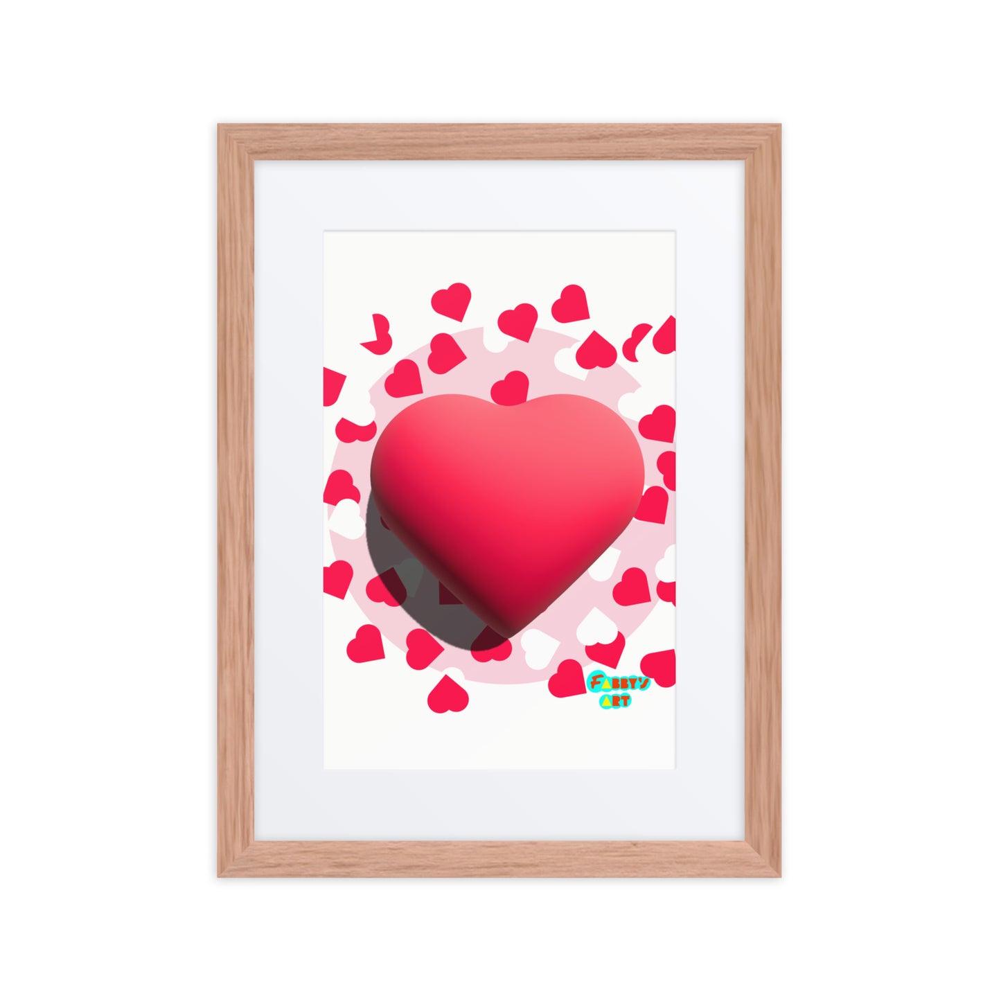 Valentines heart 3D, Framed poster with Mat