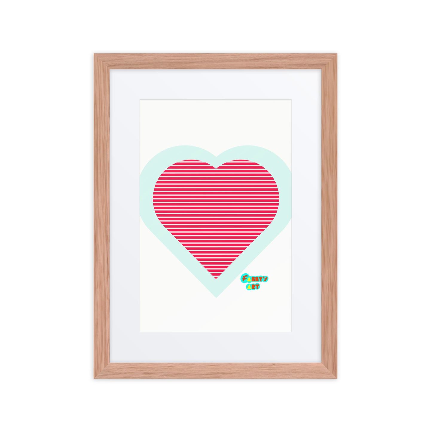 Red heart stripes, Framed poster with Mat