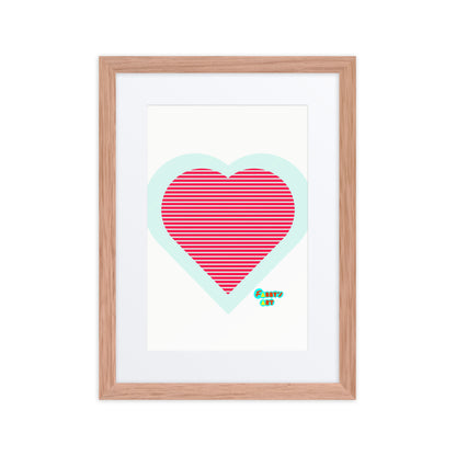 Red heart stripes, Framed poster with Mat