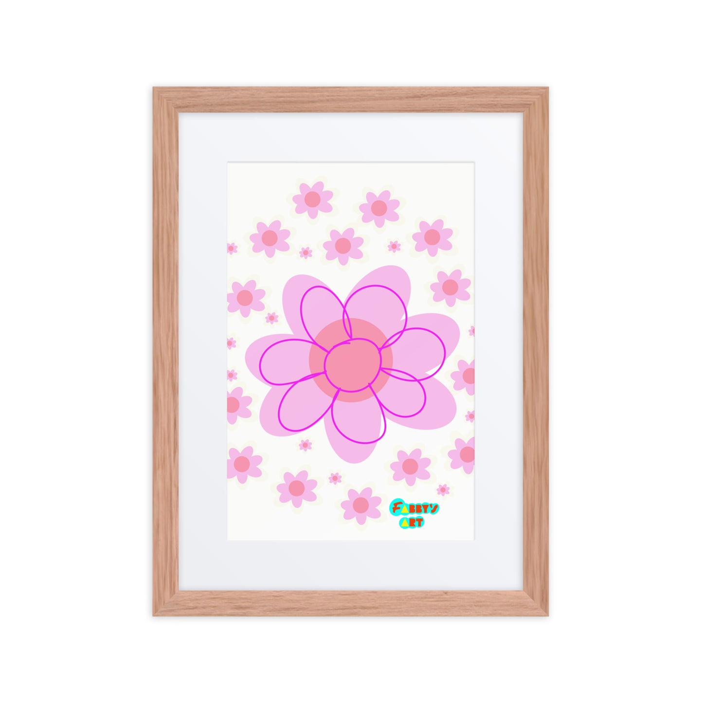 Pink Flower, Framed poster with Mat