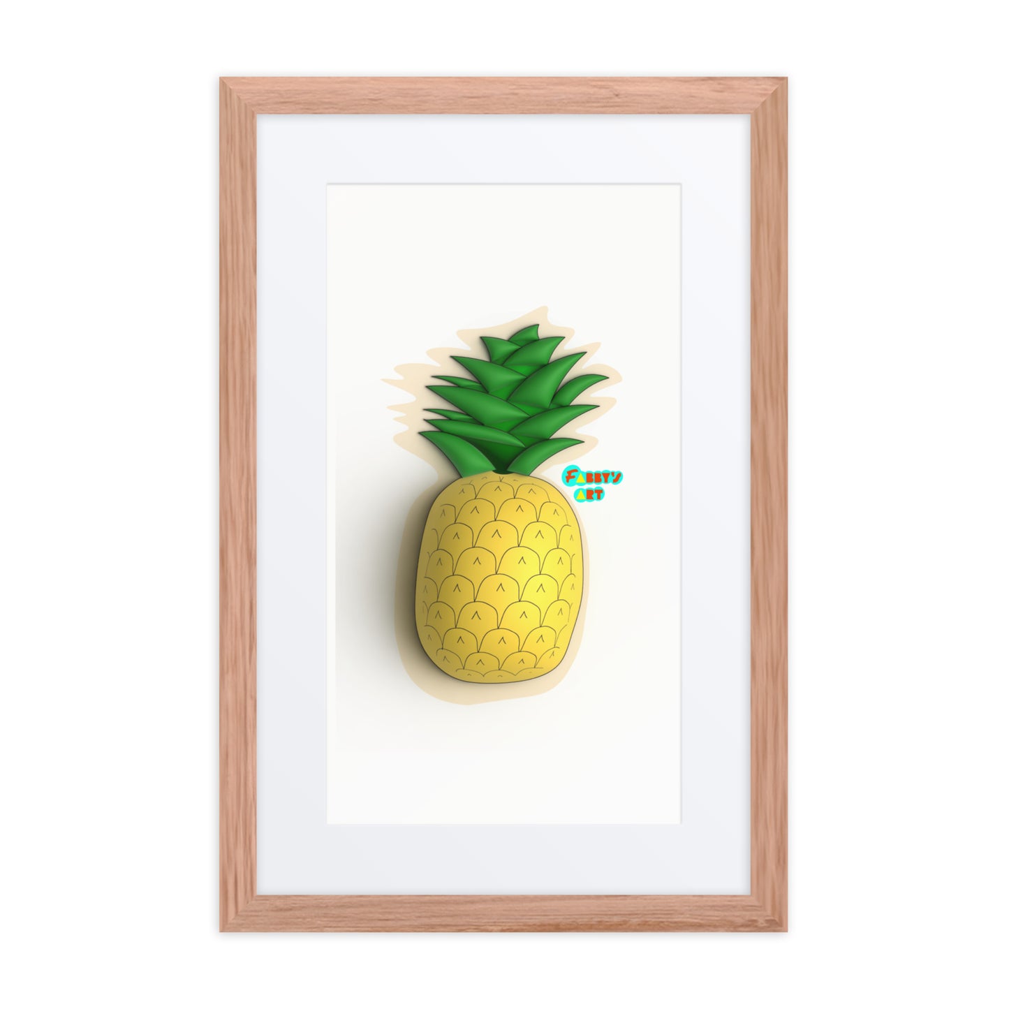 Pineapple 3D, Framed poster with Mat