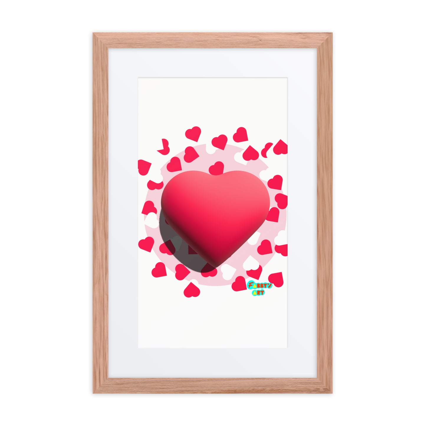 Valentines heart 3D, Framed poster with Mat