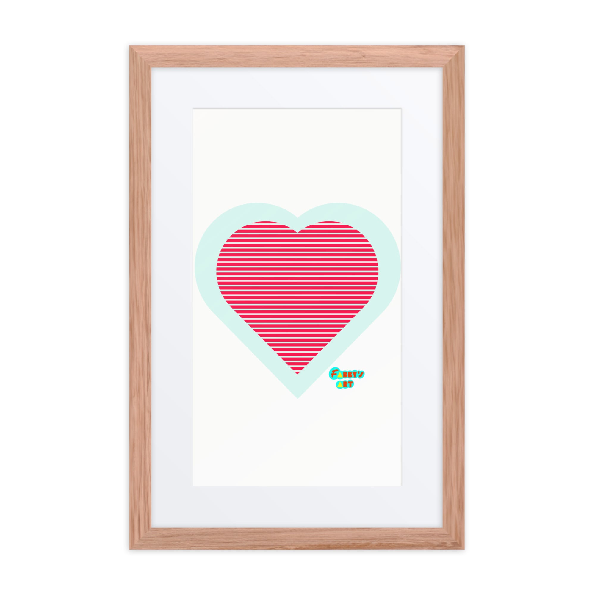 Red heart stripes, Framed poster with Mat