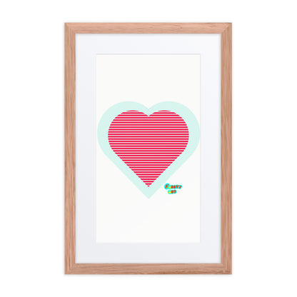 Red heart stripes, Framed poster with Mat