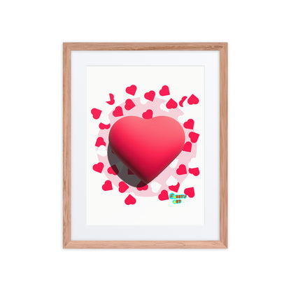 Valentines heart 3D, Framed poster with Mat