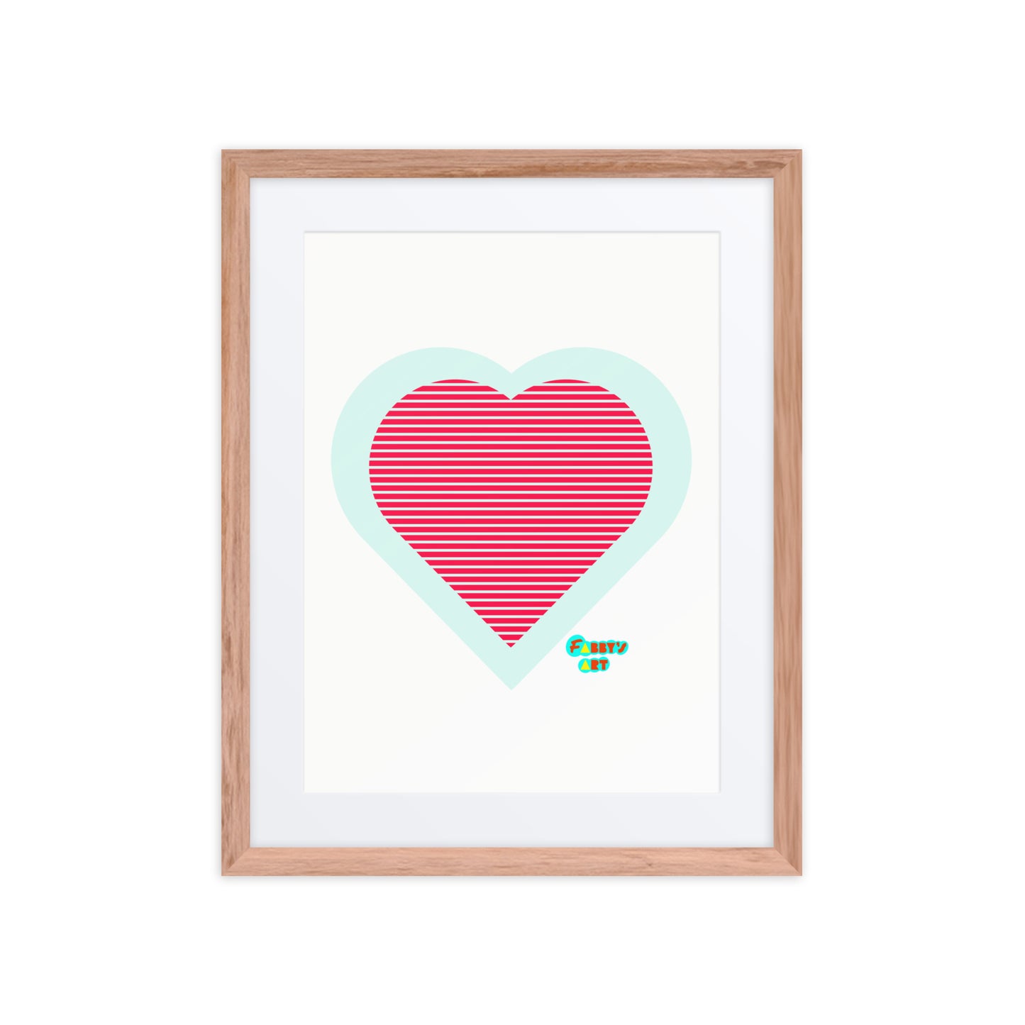 Red heart stripes, Framed poster with Mat