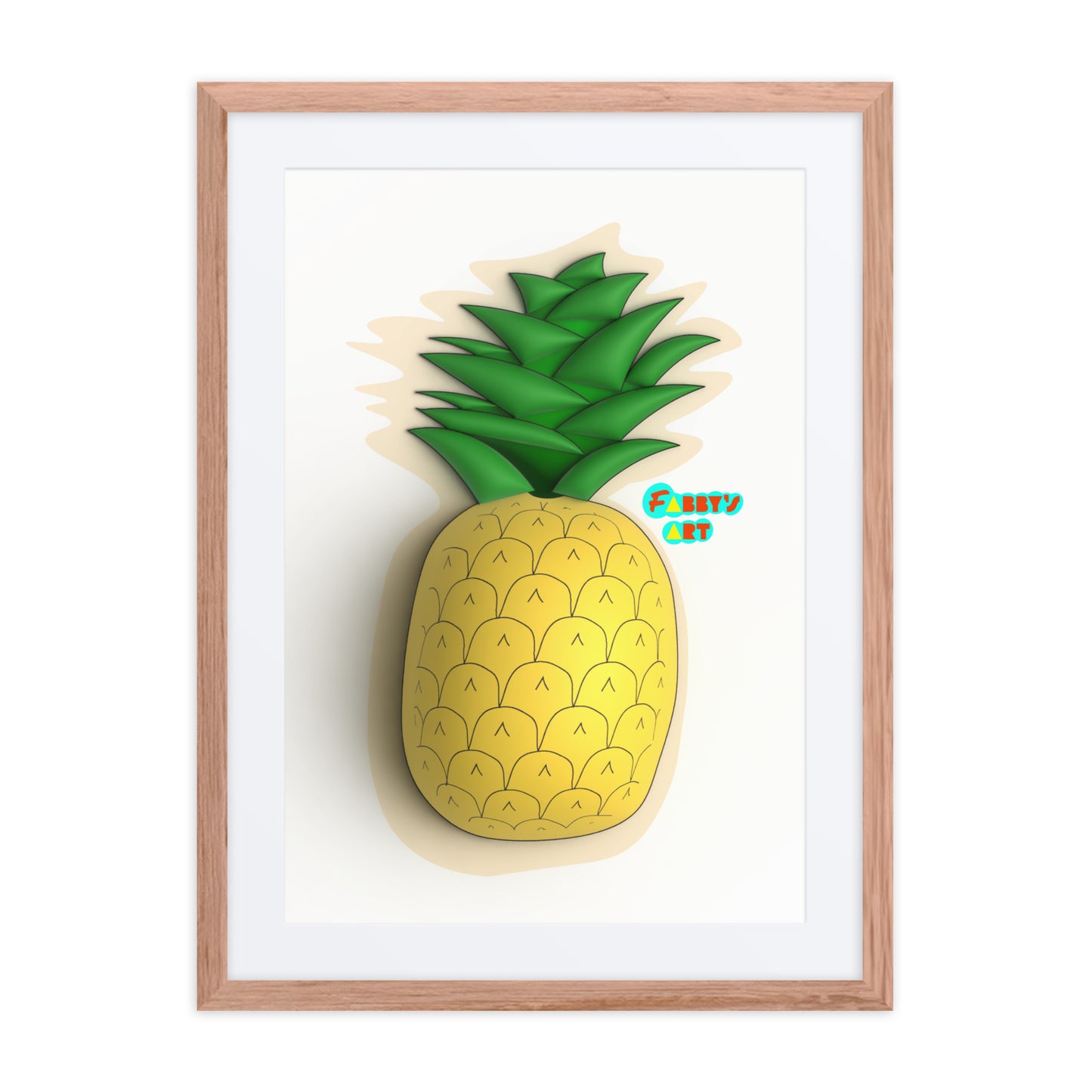 Pineapple 3D, Framed poster with Mat