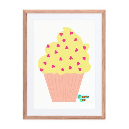 Yellow cupcake, Framed poster with Mat